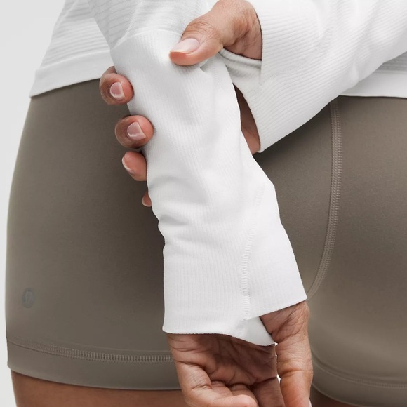 Lululemon Swiftly Tech White Long Sleeve Waist Length Shirt Top (size 12) - Picture 4 of 10